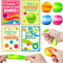 OCHIDO 24Packs Kids Valentines Day Cards with Squeeze Ball Set, Valentines Day Gifts for Kids Classroom Exchange School Prizes, Valentines Party Favors Stretchy Balls Sensory Toys for Girls Boys