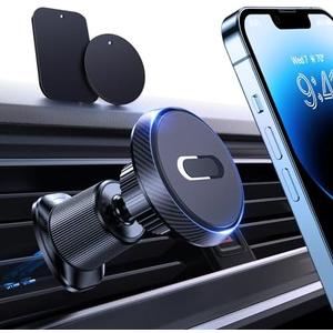 Miracase Magnetic Phone Holder for Car, [Never Blocking] Hands Free Universal Car Phone Holder, Strong Magnets Phone Mount, Vent Clip Cell Phone Mount for iPhone and All Smartphone