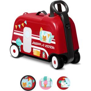Radio Flyer 3-in-1 Happy Traveler Camper, Ride on Toy, Toddler Carry-On Storage, Ages 2-5