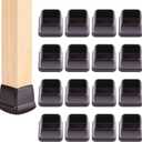 Ezprotekt 24 Pcs Square Chair Leg Floor Protectors with Felt, Silicone Felt F for Hardwood Floor, Dining Table Leg Caps Covers No Scratches (L Fit: 1" - 1.4", Dark Brown)