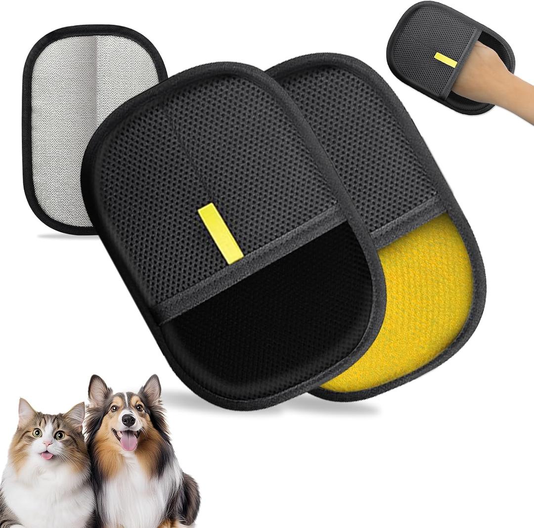 NEBALASTE 2Pcs Pet Hair Remover Gloves Brush for Dogs & Cats, Electrostatic Reusable Pet Hair Remover Tool for Laundry, Clothing, Couch, Carpet, Car Seat, Upgraded Animal Fur Removal Tool