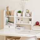 Cute Bookshelves Cute Bookshelf for Desk Kawaii Desk Organizer with Drawer Office Desk Organizers and Accessories Storage Home Decor Display (White)