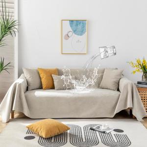 STACYPIK Waterproof Sofa Covers for Dogs Cats Non Slip Pets Couch Cover for 3 Cushion Couch Water Resistant Sofa Covers for Sectional Thick Anti-Scratch Khaki Couch Protector for Living Room-71X134IN