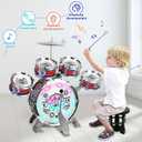 Kids Drum Set for Toddlers 13, Light-Up 5pcs Beginner Drum Set with Stool & Cymbal, Musical Drums Toy for Boys Girls Ages 25 Birthday Christmas New Year Valentines Day Gifts (Medium)