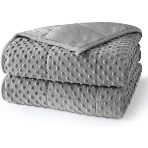 Weighted Blanket for Adults Queen Size 15 lbs, Soft Cooling Minky Dot Heavy Breathable Blanket for All-Season, Washable Weighted Throw with Glass Beads, 60 x 80 Inches, Grey