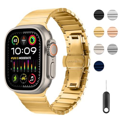 Limque Metal Band Compatible for Apple Watch 38mm/40mm/41mm/42mm/44mm/45mm/46mm/49mm, Stainless Steel Adjustable Wristband Strap for iWatch Ultra 2 Series Ultra/10/9/8/7/6/5/SE