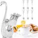 Watris Veiyi 6PCS Swan Base Stainless Steel Small Spoons Set for Coffee Cake Dessert Ice Cream Tea (Silver)