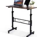 Standing Desk Adjustable Height, Mobile Stand Up Desks with Wheels Small Computer Desks Rolling Desk, Portable Laptop Desks Rustic Standing Table Sit Stand Home Office Desks 16"x31.5" Height 27"-43.5"