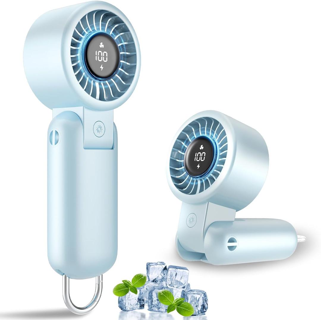 Handheld Fan Turbo - Portable Battery Powered Mini Hand Held Fan Rechargeable with Power Display, 5 Speeds, Personal Pocket Cooling Fans for Travel, Makeup, Outdoor, Women, Men