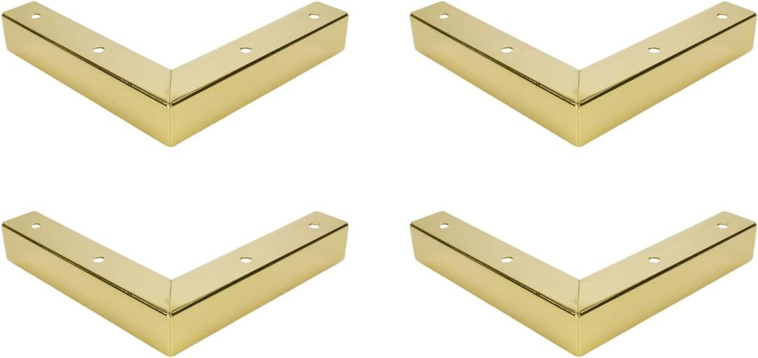 Geesatis Dresser Legs Metal Furniture Legs 1 inch / 25 mm Height for Cabinet Sofa Table Replacement Parts, with Mounting Screws, Matte Gold