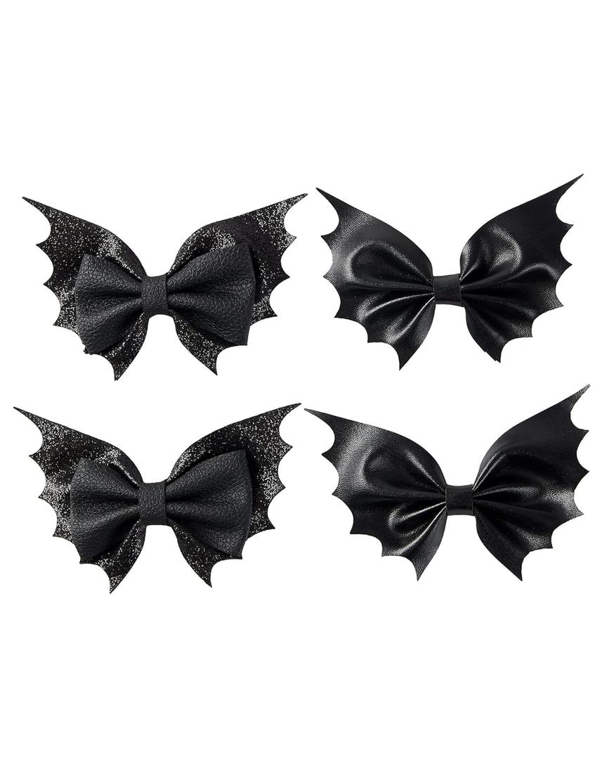 6 Pcs Bat Bow Hair Clips Halloween Bat Hair Clip Goth Halloween Hair Barrettes for Women Girls, 4inch