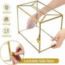 Glass Wedding Card Box with Lock and Slot, Large Gold Clear Card Box for Wedding Reception, Decorative Envelope Gift Box for Baby Shower, Birthday, Graduation, Anniversary, Bridal Shower