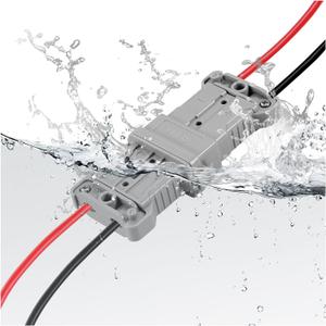 Ip68 Waterproof 50 amps 6-8 Gauge Battery Quick Connect/Disconnect, Ip68 Waterproof Jumper Cable Plug Connector Kit for Recovery Winch, Towing Systems(Grey)