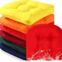 Thyle Outdoor Chair Cushions Set of 6 Waterproof Sun Protection Square Tufted Overstuffed Patio Furniture Seat Cushion for Patio Furniture Dining Indoor 19" x 19" (Bright)