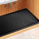 Silicone Under Sink Mat 28" x 19", kitchen Essentials and Gadgets, Shelf liner and Cabinet Protector, Home Organizers and Storage, Waterproof Bathroom Tray (Black)