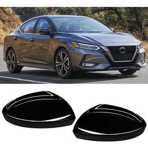 Moonlinks Compatible with Nissan Sentra 2020 2021 2022 2023 2024 Side Mirror Cover Replacement,Glossy Black Left Driver&Right Passenger Clip-on Mirror Cap for Sentra S/SR/SV/Sense/Advance/Exclusive
