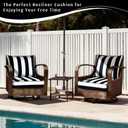 2 Set Outdoor Deep Seat Cushion Patio Furniture Cushions 19x19x4 inch, Outdoor Chair Cushions with Ties & Portable Handle, Foam Cushions for Lawn Chair, Fit for 18''-20'', Black & White Striped