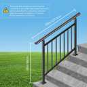 Adjustable Handrails for Outdoor Steps Black Metal Stair Railing with Flexible Angle Design, Outdoor Handrail Fits 1 to 4 Steps or Horizontal Use, Wrought Iron Hand Rails with Installation Kit