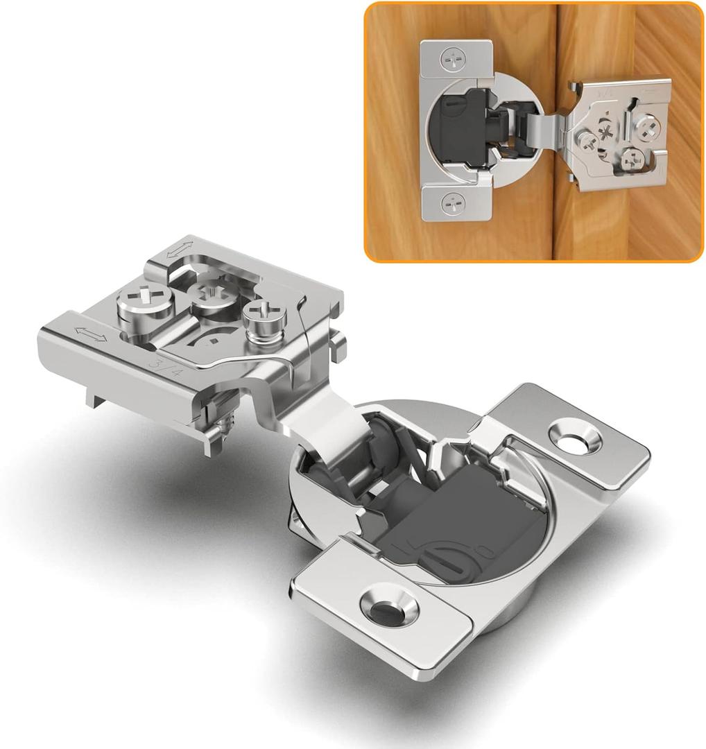 Chibery 10 Pack 3/4" Overlay 4D Soft Close Concealed Hinges for Face Frame Door, Adjustable Closing Speed, Smooth Slow Self Close Hinges, Satin Nickel, 105 Open Angle Stainless Steel Cabinet Hinges