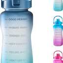 EYQ 64oz/128oz Leakproof Free Drinking Water Bottle with Motivational Time Marker BPA Free for Fitness, Gym and Outdoor Sports