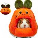 Guinea Pig Hideout, Cute Carrot Shape Bunny Bed with Warm Fleece Washable Hamster Bed Rat Cage Accessories Small Animal Houses for Dwarf Rabbit Chinchilla Hedgehog (M) (M-10.24 * 10.24 * 9.84 inches)