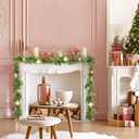 6ft prelit Lighted Christmas Garland with LED Lights,Battery Powered with Pine Cones,Eucalyptus Leaves,Berries, Pine Needles,Christmas Garland for Fireplace Mantle Decorations. (Green)