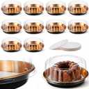 10 Pack 9in Round Cake Container and 10 Pack 8in Cake Boards, Disposable Pie Platters Pizza Carrier Boxes with Dome Lids and Cardboard Bases for Homemade and Party Supplies