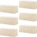 Wish Care 6 Pack Light Champagne Rectangle Table Clothes for 6 Foot Tables, Polyester Fitted Tablecloths 6ft Stretch Table Cover for Wedding, Birthday, Parties, Trade Show, Craft Show (72" x 30" (6 Ft - 6 Pcs))