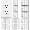 BESTTEN 100 Pack 15 Amp Outlet, Decorator Wall Receptacle Outlet, Standard Electrical Outlet, Non-Tamper-Resistant Receptacle with Wall Plate, UL Listed, 15A/125V/1875W, White