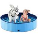 Jasonwell Foldable Dog Pet Bath Pool Collapsible Dog Pet Pool Bathing Tub Kiddie Pool Doggie Wading Pool for Puppy Small Medium Large Dogs Cats and Kids 48" Blue