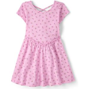 The Children's Place Girls' Plaid Stretch Jacquard Short Sleeve Dress, Small