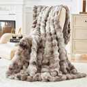 Bigacogo Faux Fur Throw Blanket for Couch, Fuzzy Soft Plush Thick Warm Bubble Blankets for Sofa Bed Living Room Dcor, Cute Luxury Cozy Fluffy Throw Gift for Women Girls, 50"x60", Tie-dye Brown