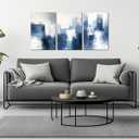 Large Abstract Wall Art Set of 3 Navy Blue Gray & White Picture Prints Modern Minimalist Canvas Paintings for Living Room Bedroom Bathroom Wall Decor Framed-16.00" x 24.00" x 3Pcs