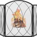 FEED GARDEN 3-Panel Fireplace Screen 48"W x 29.5"H Wrought Iron Spark Guard