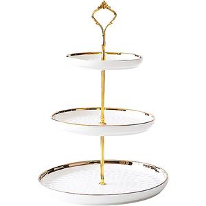 3 Tier Round Porcelain Tiered Cupcake Stand, Tiered Serving Stand, Dessert Stand, Serving Tray Platter for Tea Party, Wedding and Birthday (White)