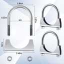 4 Pcs 4" Exhaust Clamp Heavy Duty U-bolt Exhaust Clamp - Saddle Design Muffler Pipe Connector, Tip Hook Clip, Galvanized Iron, Fits 4" Od Pipes