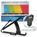 MEDca Body Fat Caliper and Measuring Tape for Body - Skinfold Calipers and Body Fat Tape Measure Tool for Accurately Measuring BMI Skin Fold Fitness and Weight-Loss, (Black) (1.6 m)