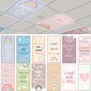 Grinsvalley 12 Pcs Fluorescent Light Covers 4 x 2 ft Magnetic Ceiling Light Cover 120 Magnets Inspirational Boho Rainbow Lamp Filters Easy Install for Classroom School Office Home Drop Decorative