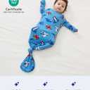 Newborn Baby Bamboo Viscose Knotted Gown Long Sleeve with Mitten Cuffs Sleeper Nightgown 0-3 Months (Aerial Alliance)