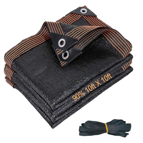 90% Shade Cloth for Garden, 10ft x 10ft Outdoor Shade Fabric Mesh Tarp with Grommets, UV Resistant Sun Shade Netting for Plants, Pergola Cover, Patio, Privacy Fence, Backyard, Greenhouse