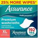 Assurance Premium Disposable Washcloths, XL 96 Count (Pack of 2), White, ASS-96-01