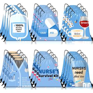 Amylove 24 Pieces Nurse Week Gifts Bags Bulk 2026, Funny Nurses Drawstring Backpack Nurse Appreciation Gifts for Nurses Day, Cna Week