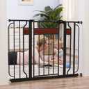 Regalo Safety 30-41.5 Extra Wide Baby Gate for Doorways & Bottom of Stairs, Pressure Mounted Wood Accent Gate with Door, Tested & Safe for 30 Years, American Designed, American Owned