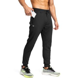G Gradual Men's Sweatpants with Zipper Pockets Athletic Pants Traning Track Pants Joggers for Men Soccer, Running, Workout (Black)