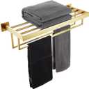 KOKOSIRI Towel Shelf Holder 24'' Bathroom Towel Rack with Two Bath Towel Bars Rails SUS304 Stainless Steel Wall Mount, Brushed Gold, B6003BG