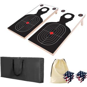 42ft Cornhole Board Set,Wooden Corn Hole Games for Adults Bean Bag Toss Game Set, w/ 8 Corn Hole Bags, & 2 Cornhole Board & a Carrying Case for Wedding/Party/Outdoor/Hiking/Yard (Target design)