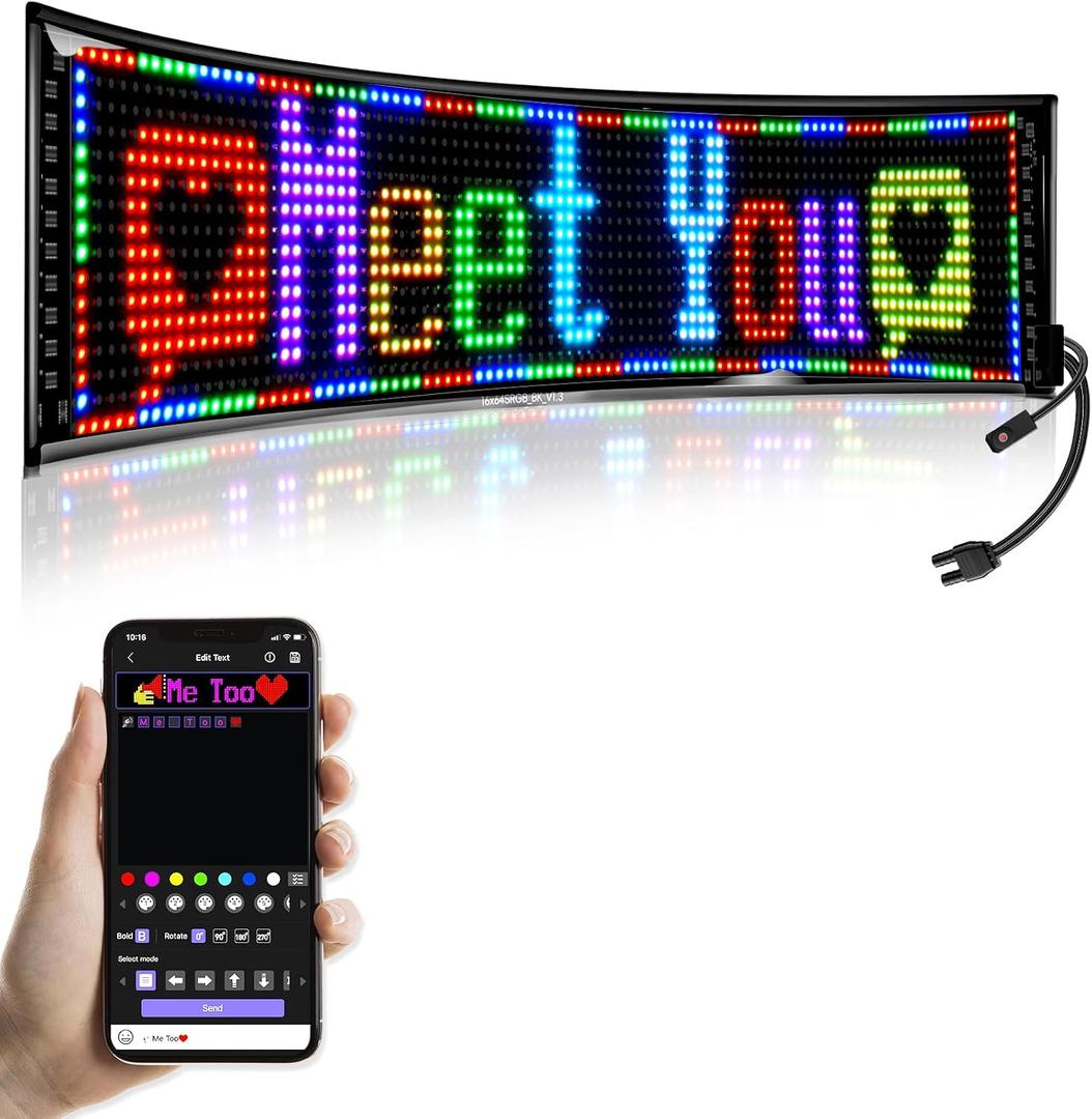 GOTUS Programmable LED Signs | Business Scrolling LED Sign for Indoor | Flexible LED Advertising Sign | Bluetooth APP | Custom Editor Animations/Text/Graffiti (36"x 8")