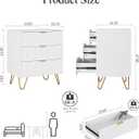 White Dresser for Bedroom, Modern Fluted 3 Drawer Dresser with Storage, Dresser Chest of Drawers with Gold Handles for Bedroom, Living Room, Closet, Hallway, 15.8" D x 23.6" W x 27.6" H