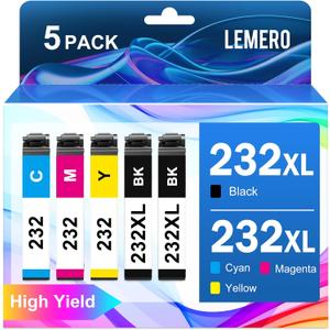 LEMERO 232XL Ink Cartridges Combo Pack Remanufactured for 232 Ink Cartridge for XP-4200 Printer Ink Cartridges Work with XP-4205 Workforce WF-2930 WF-2950 Printer (5 Pack)