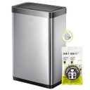 EKO Mirage-X 47 Liter / 12.4 Gallon Touchless Rectangular Motion Sensor Trash Can with Removable Liner, Brushed Stainless Steel Finish (47 Liter with Liner)